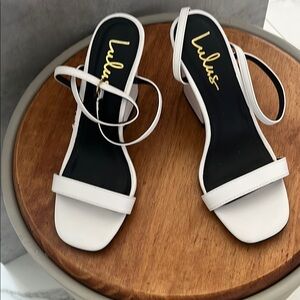 Lulu's White Heels with Modern Design